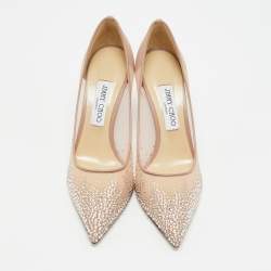 Jimmy Choo Pink Mesh Crystal Embellished Love Pumps Size 39