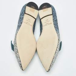 Pre Owned Jimmy Choo Ombre Blue Glitter Gabie Ballet Flats Size 36.5