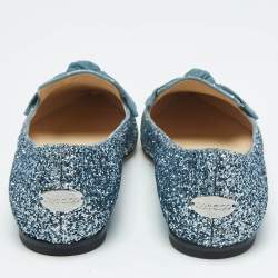 Pre Owned Jimmy Choo Ombre Blue Glitter Gabie Ballet Flats Size 36.5