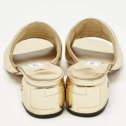 Pre Owned Jimmy Choo Gold Quilted Leather Themis Slide Sandals Size 37