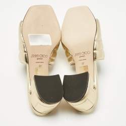 Pre Owned Jimmy Choo Gold Quilted Leather Themis Slide Sandals Size 37