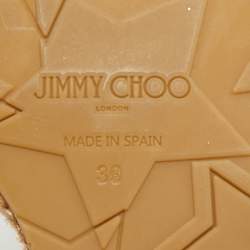 Pre Owned Jimmy Choo Beige Textured Cork Alanah Wedges Ankle Strap Sandals Size 39