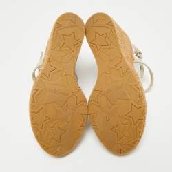 Pre Owned Jimmy Choo Beige Textured Cork Alanah Wedges Ankle Strap Sandals Size 39