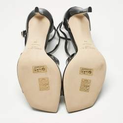 Pre Owned Jimmy Choo Black Patent Leather Azia Sandals Size 38