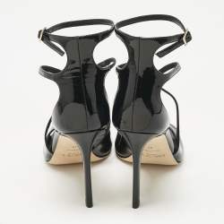 Pre Owned Jimmy Choo Black Patent Leather Azia Sandals Size 38