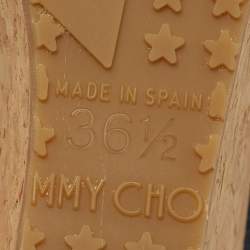 Pre Owned Jimmy Choo Navy Blue Lizard Embossed Leather Praise Wedge Sandals Size 36.5