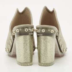 Pre Owned Jimmy Choo Grey Suede Studded Open Toe Mules Size 36.5