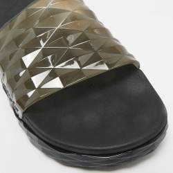 Pre Owned Jimmy Choo Grey Rubber Diamond Flat Sandals Size 40