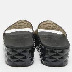 Pre Owned Jimmy Choo Grey Rubber Diamond Flat Sandals Size 40