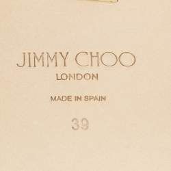 Pre Owned Jimmy Choo White Leather Minea Embellished Flat Slides Size 39