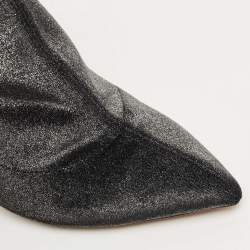 Pre Owned Jimmy Choo Black Lurex Fabric Ankle Length Boots Size 40.5