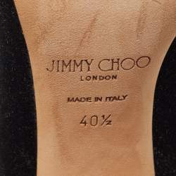 Pre Owned Jimmy Choo Black Lurex Fabric Ankle Length Boots Size 40.5