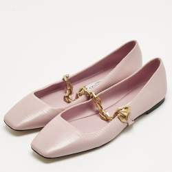 Pre Owned Jimmy Choo Pink Lizard Embossed Leather Diamond Tilda Ballet Flats Size 40