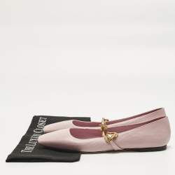 Pre Owned Jimmy Choo Pink Lizard Embossed Leather Diamond Tilda Ballet Flats Size 40