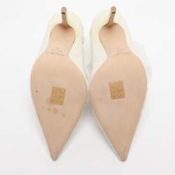 Pre Owned Jimmy Choo White Lace And Mesh Lavish Pointed Toe Pumps Size 41