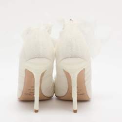 Pre Owned Jimmy Choo White Lace And Mesh Lavish Pointed Toe Pumps Size 41