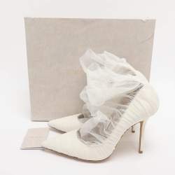 Pre Owned Jimmy Choo White Lace And Mesh Lavish Pointed Toe Pumps Size 41