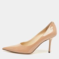 Pre Owned Jimmy Choo Ballet Pink Patent Leather Love Pointed Toe Pumps Size 40