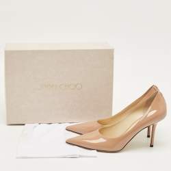 Pre Owned Jimmy Choo Ballet Pink Patent Leather Love Pointed Toe Pumps Size 40