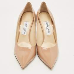 Pre Owned Jimmy Choo Ballet Pink Patent Leather Love Pointed Toe Pumps Size 40
