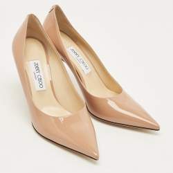 Pre Owned Jimmy Choo Ballet Pink Patent Leather Love Pointed Toe Pumps Size 40