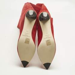 Pre Owned Jimmy Choo Red Suede Rise 50 Knee Length Boots Size 40
