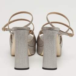 Pre Owned Jimmy Choo Karli Size 38.5 Gold Leather Ankle Strap Sandals