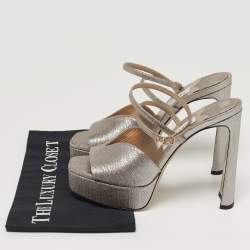 Pre Owned Jimmy Choo Karli Size 38.5 Gold Leather Ankle Strap Sandals