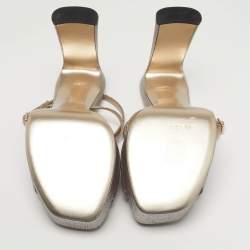 Pre Owned Jimmy Choo Karli Size 38.5 Gold Leather Ankle Strap Sandals