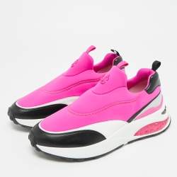 Pre Owned Jimmy Choo Memphis Size 39.5 Fuchsia Neoprene Slip On Sneakers