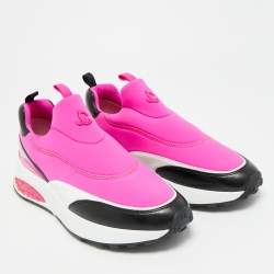 Pre Owned Jimmy Choo Memphis Size 39.5 Fuchsia Neoprene Slip On Sneakers