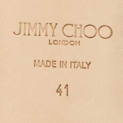 Pre Owned Jimmy Choo Size 41 Black Leather and Mesh Bow Ballet Flats