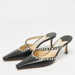 Pre Owned خُفَّ أسود جلدي جيمي تشو روس مقاس 42