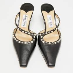 Pre Owned خُفَّ أسود جلدي جيمي تشو روس مقاس 42