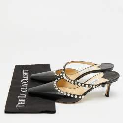 Pre Owned خُفَّ أسود جلدي جيمي تشو روس مقاس 42