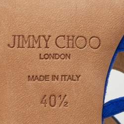 مملوكة مسبقًا Jimmy Choo Ren Size 40.5 Blue Suede Caged Ankle Strap Sandals