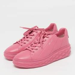 Pre Owned Jimmy Choo Diamond Light Maxi Size 42 Pink Leather Low Top Sneakers