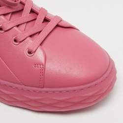 Pre Owned Jimmy Choo Diamond Light Maxi Size 42 Pink Leather Low Top Sneakers