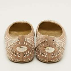 Pre Owned Jimmy Choo Size 40 Beige Suede Studded Ballet Flats