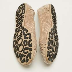 Pre Owned Jimmy Choo Size 40 Beige Suede Studded Ballet Flats