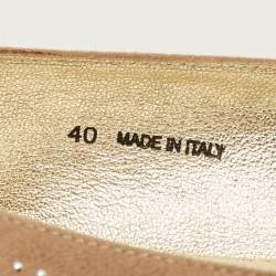 Pre Owned Jimmy Choo Size 40 Beige Suede Studded Ballet Flats