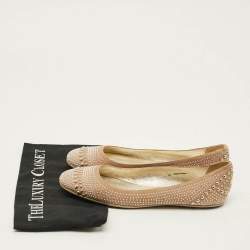 Pre Owned Jimmy Choo Size 40 Beige Suede Studded Ballet Flats
