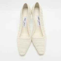 Pre Owned Jimmy Choo Lotta Size 38.5 White Tulle Pumps