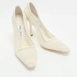 Pre Owned Jimmy Choo Lotta Size 38.5 White Tulle Pumps