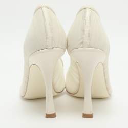 Pre Owned Jimmy Choo Lotta Size 38.5 White Tulle Pumps