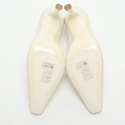 Pre Owned Jimmy Choo Lotta Size 38.5 White Tulle Pumps
