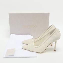 Pre Owned Jimmy Choo Lotta Size 38.5 White Tulle Pumps