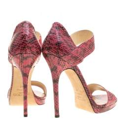 مملوكة مسبقًا صندل جيمي تشو ليي جلد ثعبان وردي مقاس 41