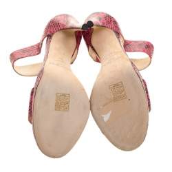 مملوكة مسبقًا صندل جيمي تشو ليي جلد ثعبان وردي مقاس 41