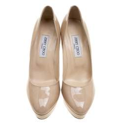 Pre Owned حذاء كعب عالي جيمي تشو أليكس جلد لامع نعل سميك مقاس 39